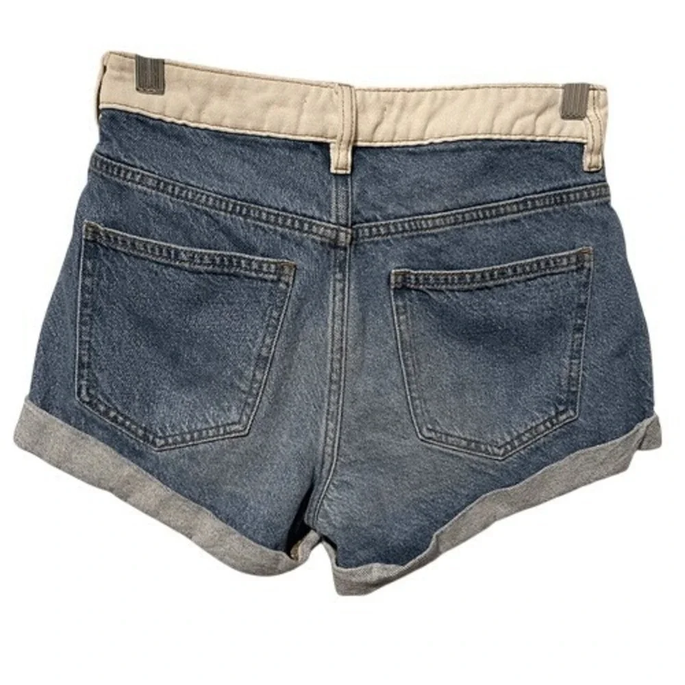 PacSun Mom‎ Shorts Light Wash Contrast Waistband Mid Rise Size 24